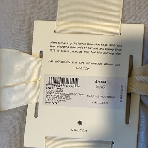 NWT Set of 2 Ugg Lofty Linen king pillow shams - Picture 3 of 4